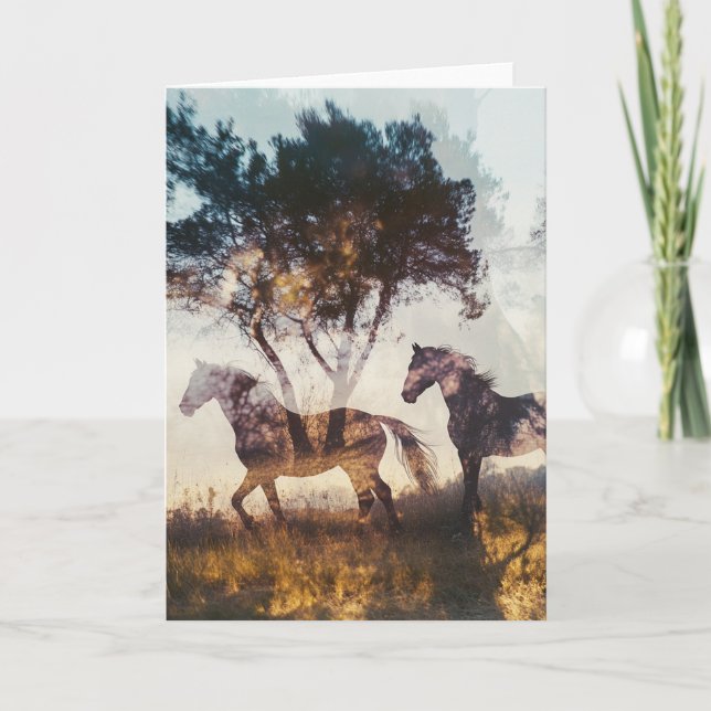 Double Exposure Horses and Trees All Occasions  Card (Front)