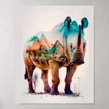 Double Exposure Photography Of Rhinoceros