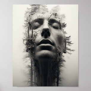 Double Exposure Photography Tranquil Traces of Hum Poster