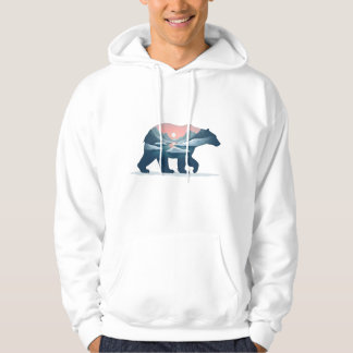 Double Exposure Polar Bear Silhouette Landscape Hoodie