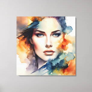 Double exposure woman art canvas print