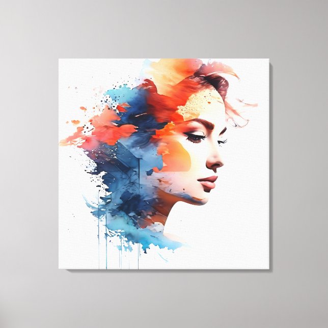 Double exposure woman art canvas print (Front)