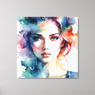 Double exposure woman art canvas print
