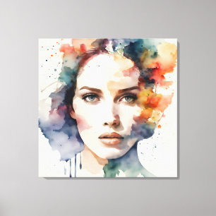 Double exposure woman art canvas print