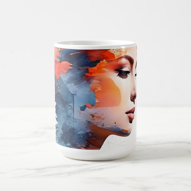 Double exposure woman art coffee mug (Center)
