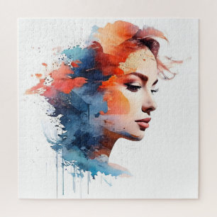 Double exposure woman art jigsaw puzzle