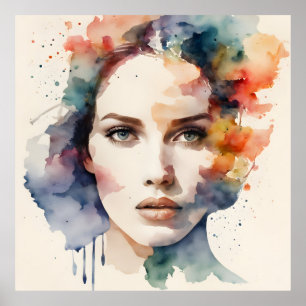Double exposure woman art poster