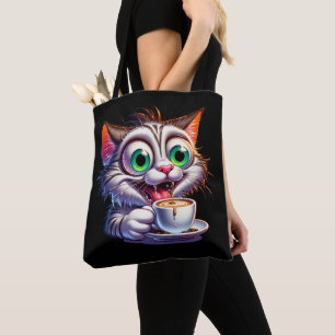 Double Expresso Cat Cartoon Tote Bag