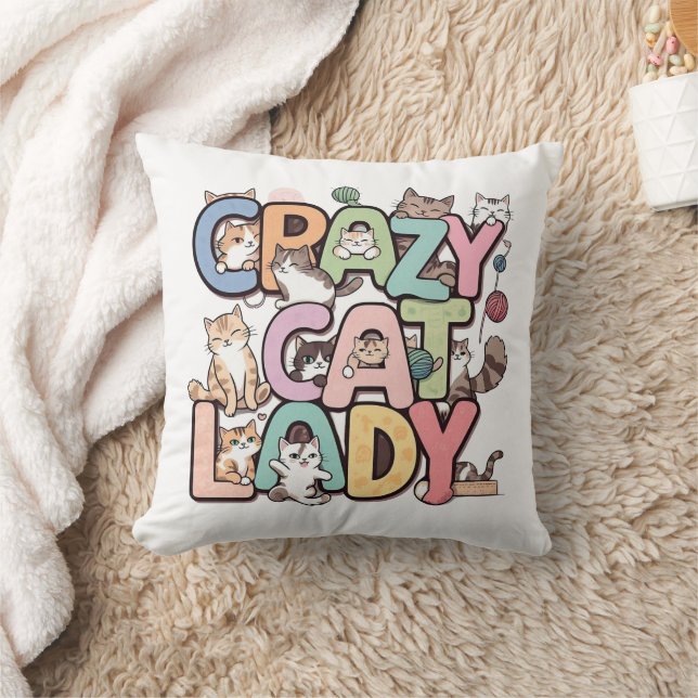 Double face crazy cat lady  cushion (Blanket)