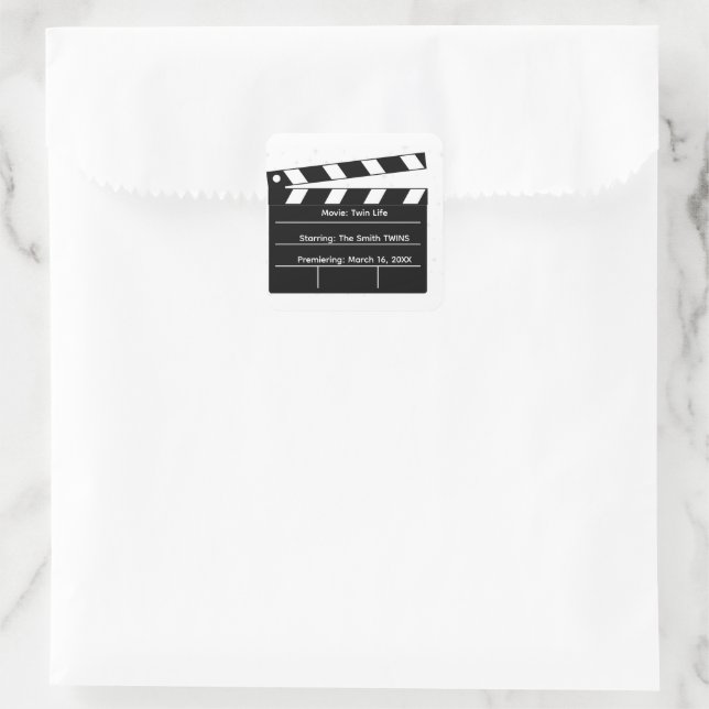 Double Feature: Fun Twin Pregnancy Announcement  Square Sticker (Bag)
