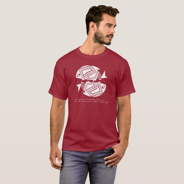 Double Fish, Mimbres Pottery Design T-Shirt (Front Full)