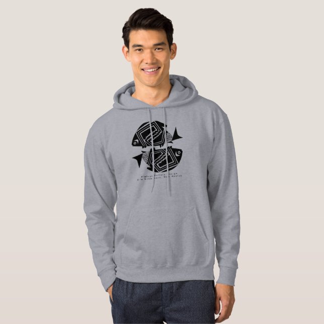 Double Fish, Mimbres Pottery Design T-Shirt Hoodie (Front Full)