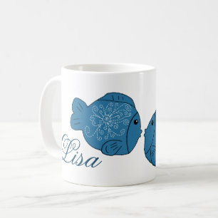 Double fish personalized coffee mug