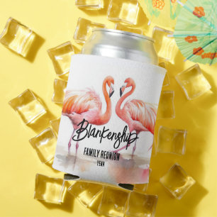 Double Flamingo Family Reunion Party Keepsake Can Cooler