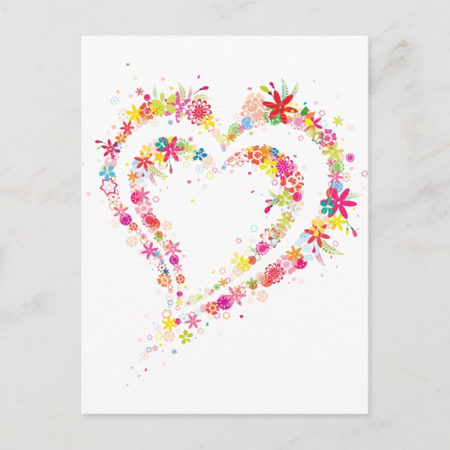 Double Flower Heart Postcard (Front)
