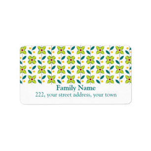 Double Flower Pattern Green 2 Label