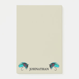 Double Fly Fishing Lures with Name Post-it Notes