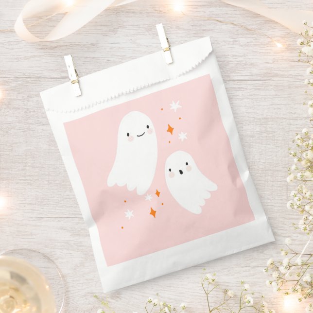 Double Ghost Pink Halloween Favour Bags (Clipped)