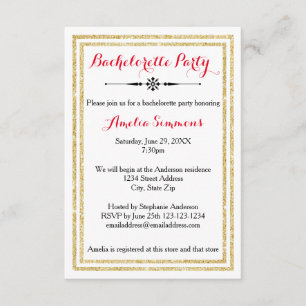 Double Gold Trim - 3x5 Bachelorette Invitation