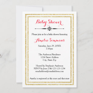 Double Gold Trim - Baby Shower Invitation