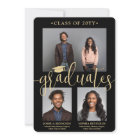 Double Graduation 2 Grads Black & Gold Joint Photo