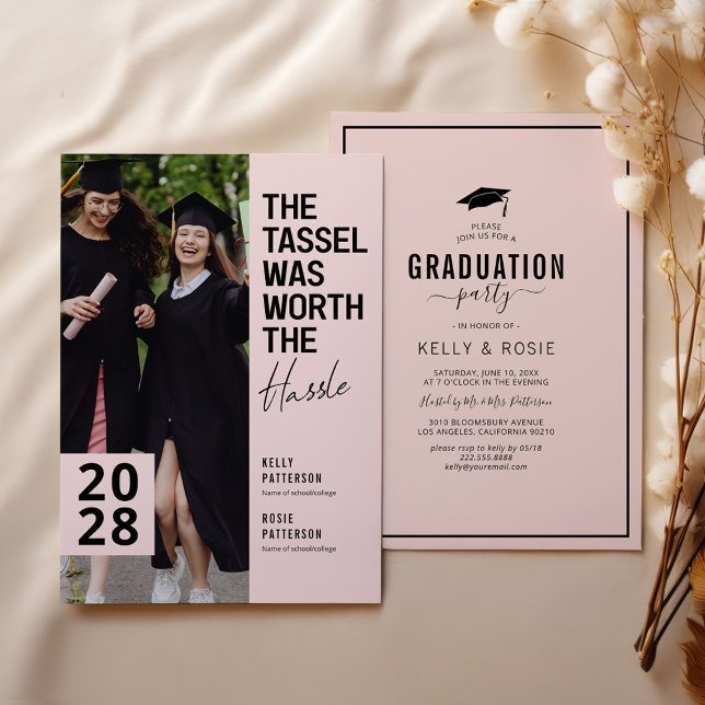 Double Graduation Chic Photo Party Invitation (Creator Uploaded)