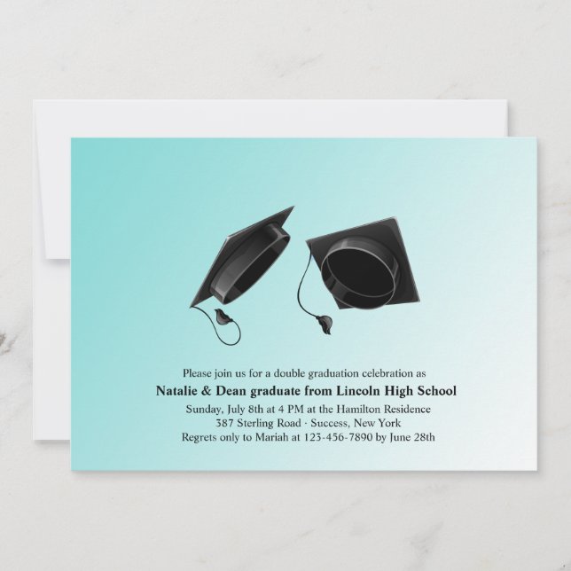 Double Graduation Hat Toss Invitation (Front)