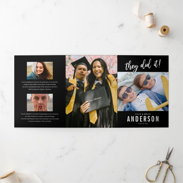 Double Graduation Photo Party Invitation (Outside)