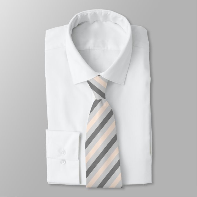 Double Gray/Pink Striped Tie (Tied)