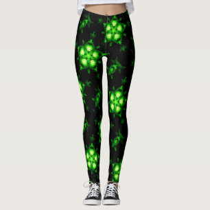 double green stars witchy black leggings