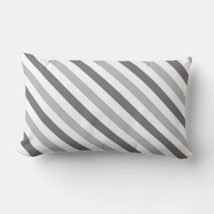 Double Grey and White Stripes Lumbar Cushion