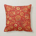 Double Happiness and Chinese coins pattern Cushion<br><div class="desc">Double Happiness and Chinese coins pattern</div>