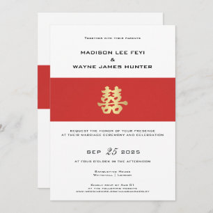 Double Happiness Belly Band   Chinese Wedding Invitation
