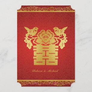 Double Happiness Chinese Themed Wedding Invites