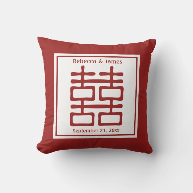 Double Happiness Chinese Wedding Cushion (Front)
