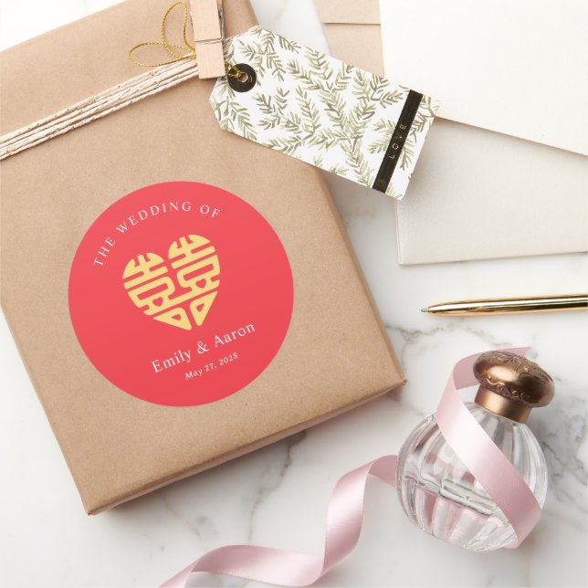 Double Happiness Chinese Wedding Favour Stickers (Gifting)