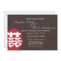 Double Happiness Chinese Wedding Invitation