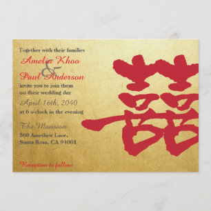Double Happiness Chinese Wedding Invitation