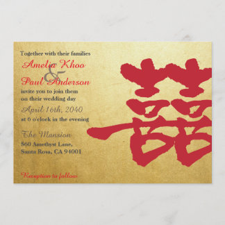 Double Happiness Chinese Wedding Invitation