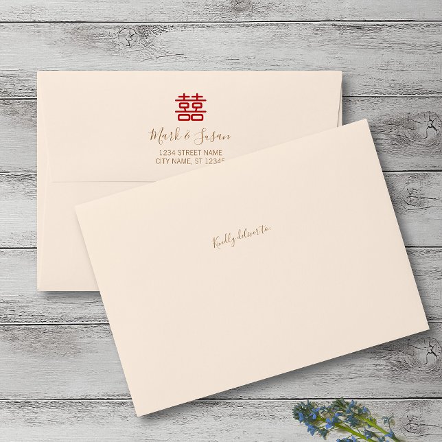Double Happiness Chinese Wedding Invitation Envelope (Creator Uploaded)