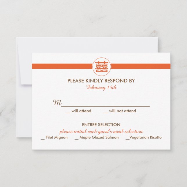 Double Happiness Chinese Wedding Invitation - RSVP (Front)