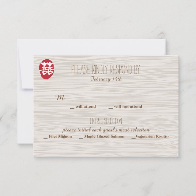 Double Happiness Chinese Wedding Invitation - RSVP (Front)