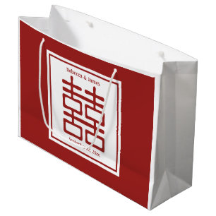 Double Happiness Chinese Wedding Large Gift Bag