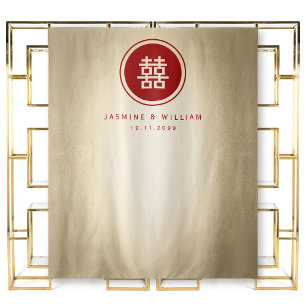 Double Happiness Chinese Wedding Photo Backdrop Tapestry