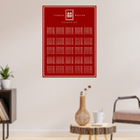 Double Happiness Chinese Wedding Red Seating Chart