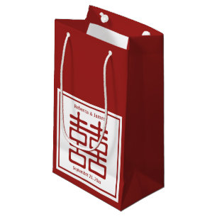 Double Happiness Chinese Wedding Small Gift Bag