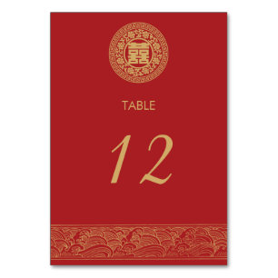 Double Happiness Chinese Wedding Table Card