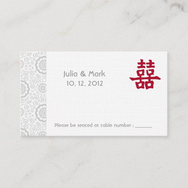 Double Happiness Chinese Wedding Table Card l (Front)