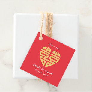 Double Happiness EDITABLE COLOR Chinese Wedding Favour Tags