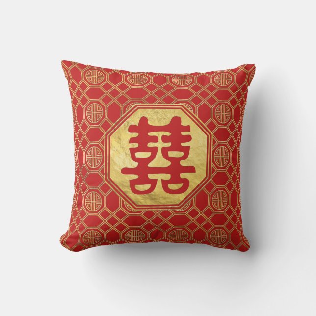 Double Happiness Feng Shui Symbol Cushion (Front)